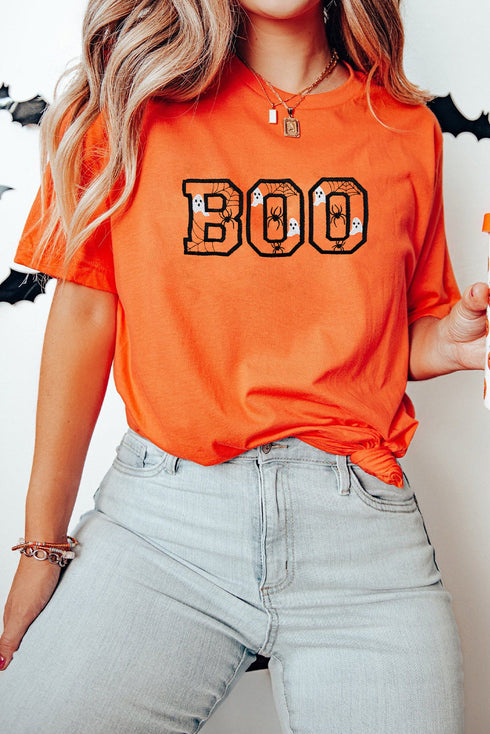 Ghost And Spider Web Graphic Short Sleeve Tee