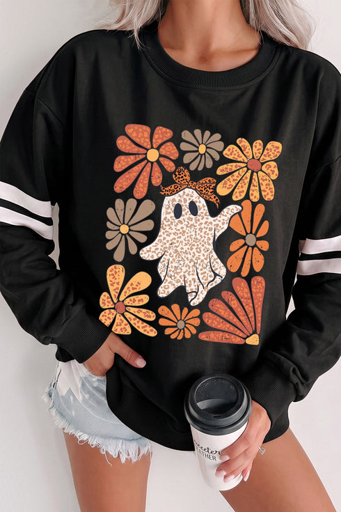 Ghost Floral And Leopard Print Pullover Sweatshirt