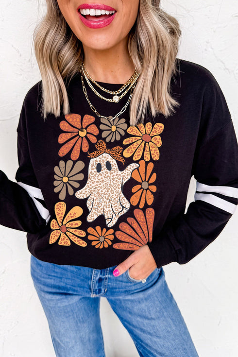 Ghost Floral And Leopard Print Pullover Sweatshirt