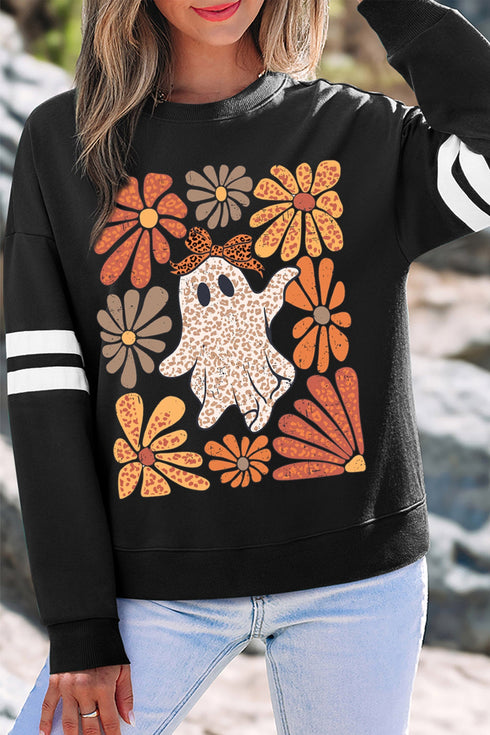 Ghost Floral And Leopard Print Pullover Sweatshirt