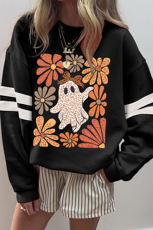 Ghost Floral And Leopard Print Pullover Sweatshirt