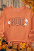 Ghost Graphic Corded Knit Oversized Pullover Sweatshirt