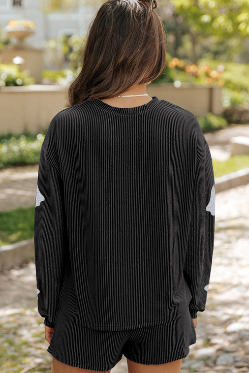 Ghost Graphic Corded Pullover And Shorts Two Piece Set