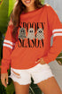 Ghost Graphic Varsity Striped Sleeve Pullover Sweatshirt
