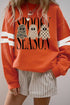 Ghost Graphic Varsity Striped Sleeve Pullover Sweatshirt