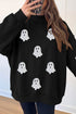 Ghost Print Mock Neck Tunic Pullover Sweatshirt