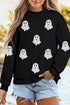 Ghost Print Mock Neck Tunic Pullover Sweatshirt