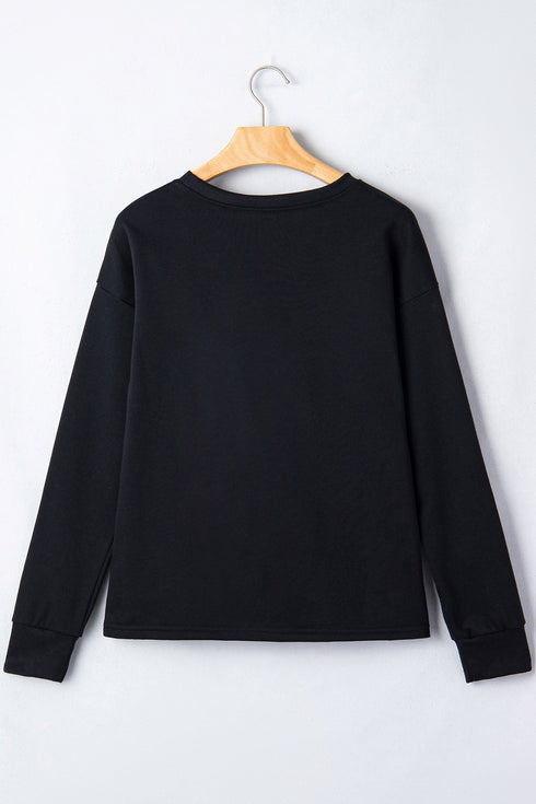 Ghost Print Round Neck Regular Fit Long Sleeve Tee