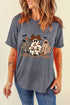 Ghost Trio Pumpkin Bow Graphic Crew Neck Short Sleeve Tee