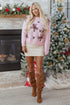 Gingerbread And Candy Cane Motif Pullover Sweater