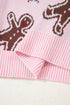 Gingerbread And Candy Cane Motif Pullover Sweater
