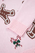 Gingerbread And Candy Cane Motif Pullover Sweater