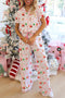 Gingerbread Candy Cane Piped Notch Collar Short Sleeve Pajama Set