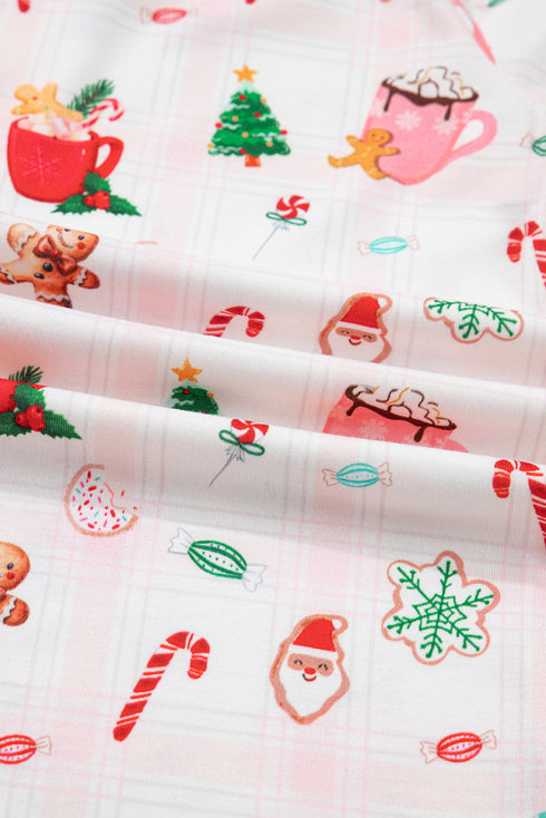 Gingerbread Candy Cane Piped Notch Collar Short Sleeve Pajama Set