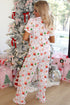 Gingerbread Candy Cane Piped Notch Collar Short Sleeve Pajama Set