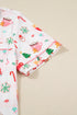 Gingerbread Candy Cane Piped Notch Collar Short Sleeve Pajama Set