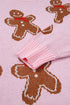 Gingerbread Pattern Round Neck Long Sleeve Shift Sweater