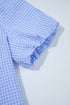 Gingham Dreams Short Puff Sleeve Collared Button Up Blouse
