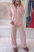 Gingham Lapel Shirt Long Sleeve Pajama Pant Set