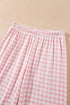 Gingham Lapel Shirt Long Sleeve Pajama Pant Set