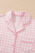 Gingham Lapel Shirt Long Sleeve Pajama Pant Set