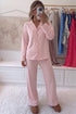 Gingham Lapel Shirt Long Sleeve Pajama Pant Set