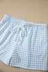 Gingham Loose Pullover Top Drawstring Shorts Lounge Set