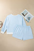 Gingham Loose Pullover Top Drawstring Shorts Lounge Set