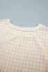 Gingham Loose Pullover Top Drawstring Shorts Lounge Set