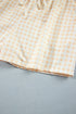 Gingham Loose Pullover Top Drawstring Shorts Lounge Set