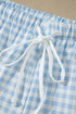 Gingham Loose Pullover Top Drawstring Shorts Lounge Set