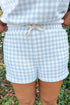 Gingham Loose Pullover Top Drawstring Shorts Lounge Set