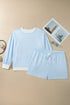 Gingham Loose Pullover Top Drawstring Shorts Lounge Set