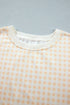 Gingham Loose Pullover Top Drawstring Shorts Lounge Set