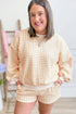 Gingham Loose Pullover Top Drawstring Shorts Lounge Set