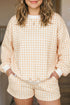 Gingham Loose Pullover Top Drawstring Shorts Lounge Set