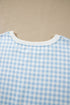 Gingham Loose Pullover Top Drawstring Shorts Lounge Set