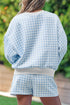Gingham Loose Pullover Top Drawstring Shorts Lounge Set