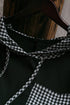 Gingham Paneled Hooded Chest Patch Pocket Long Sleeve Top