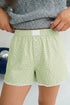 Gingham Plaid Button Detail Lace Trim Casual Shorts