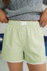 Gingham Plaid Button Detail Lace Trim Casual Shorts