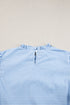 Gingham Plaid Floral Embroidered Puff Sleeve Cotton Blouse