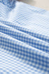 Gingham Plaid Floral Embroidered Puff Sleeve Cotton Blouse