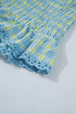 Gingham Plaid Smocked Lace Trim Ruffle Tank Top