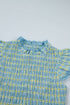 Gingham Plaid Smocked Lace Trim Ruffle Tank Top