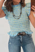 Gingham Plaid Smocked Lace Trim Ruffle Tank Top