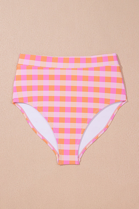 Gingham Print High Waist Two Piece Bikini Set