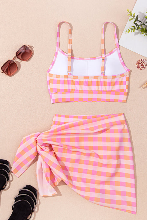 Gingham Print High Waist Two Piece Bikini Set