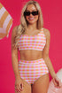 Gingham Print High Waist Two Piece Bikini Set