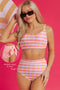 Gingham Print High Waist Two Piece Bikini Set
